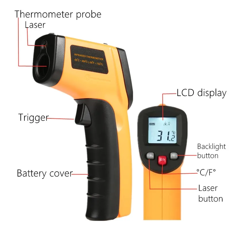디지털 적외선 온도계 비접촉식 온도계 산업용 주방 야외 - Industrial Laser Thermometer 리뷰 및 가격